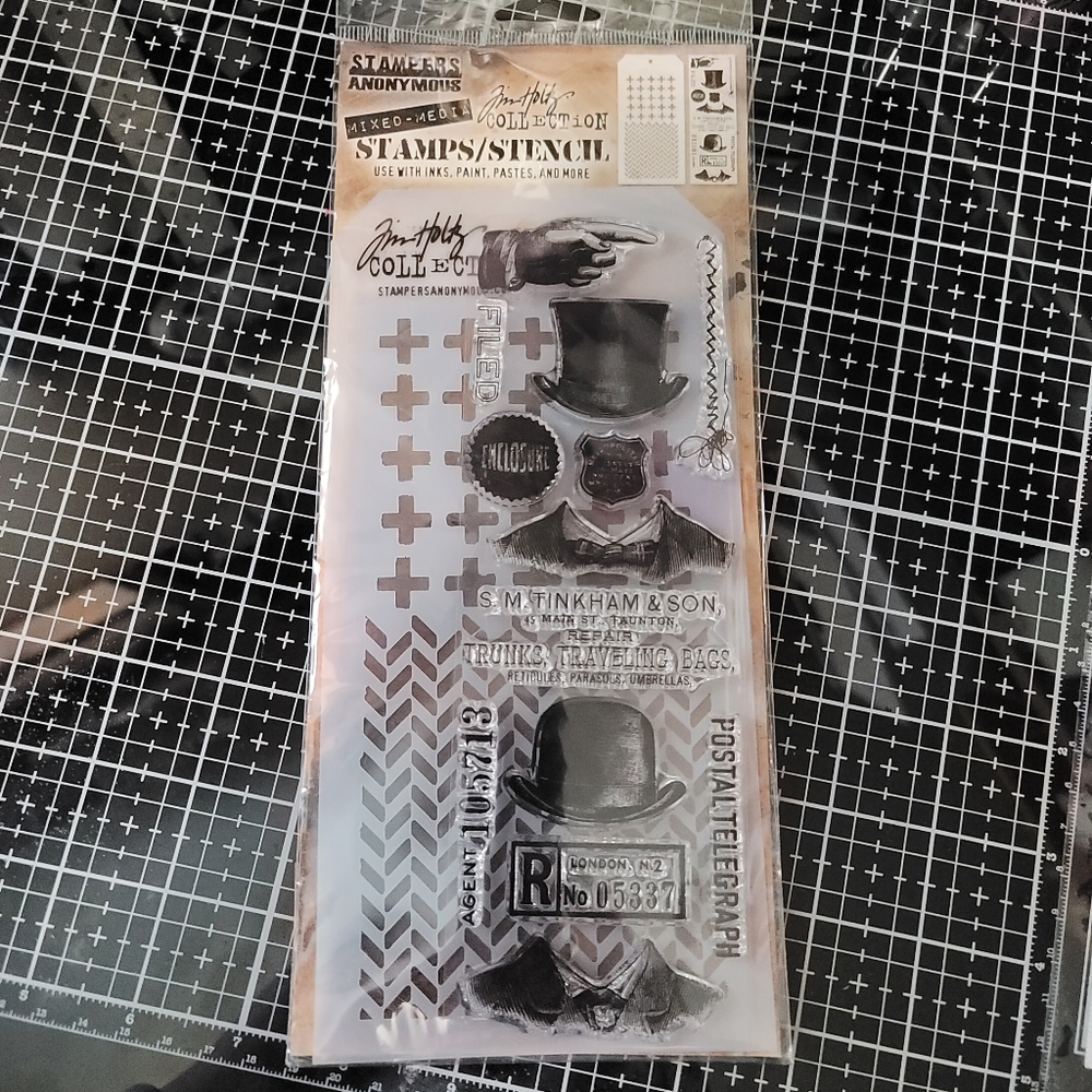 NEW Tim Holtz Mixed Media Stamps and Stencil Set #116